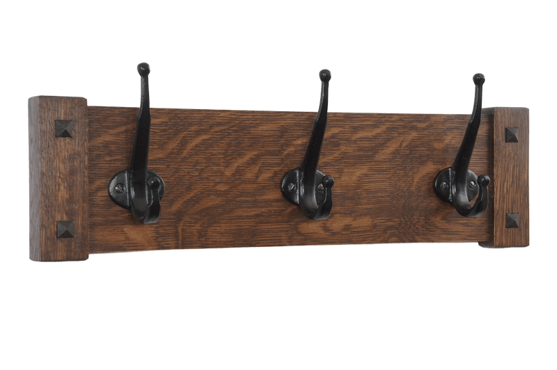Mission Craftsman Wall Coat Rack with Vintage Cast Iron Hooks 18-48" Wide