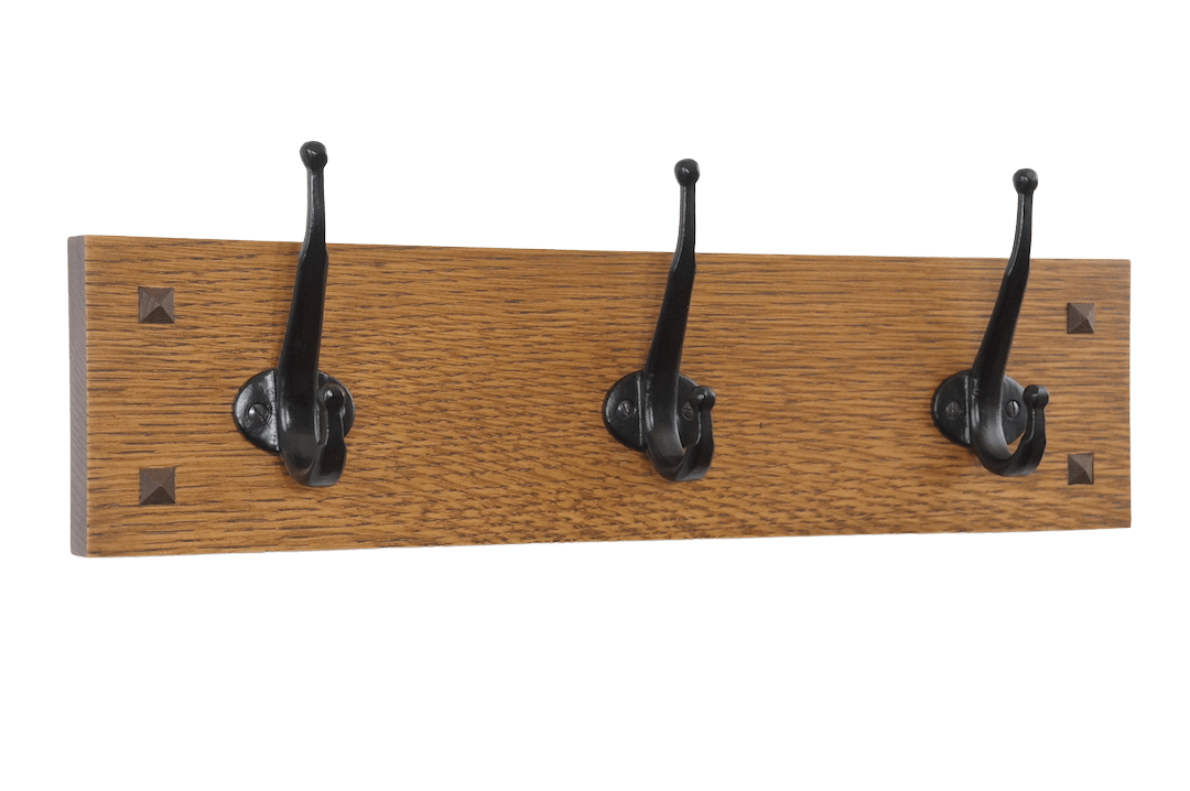 Classic Mission Wall Coat Rack with Vintage Style Cast Iron Hooks