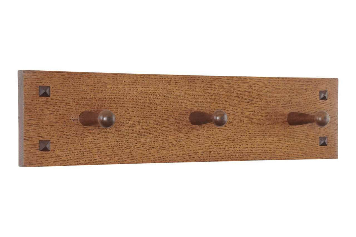 Classic Mission Style Wooden Peg Rack with Black Walnut Pegs 1848