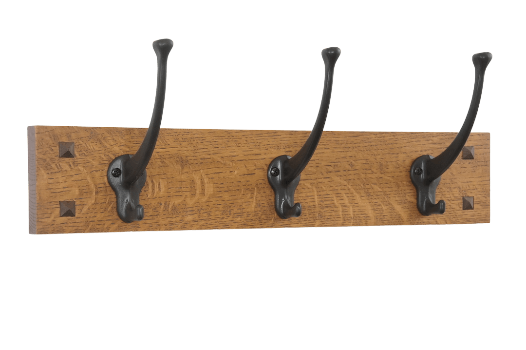 Mission Craftsman Wall Coat Rack with Craftsman Style Hooks 18-48 Wide -  Poplar Street Woodworks