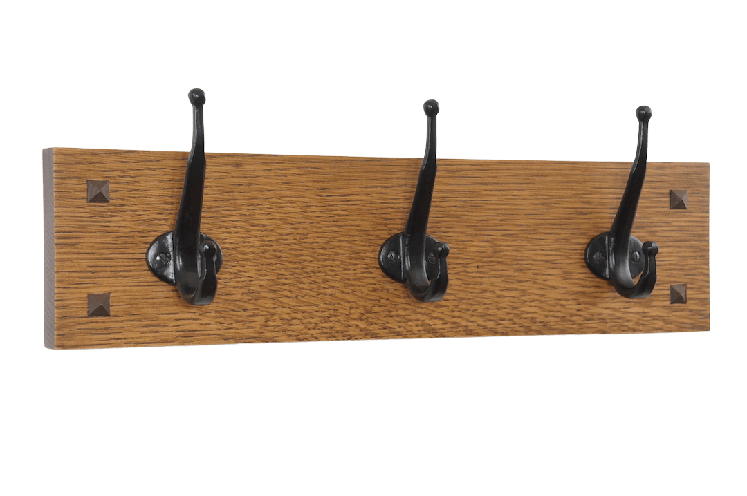 Classic Mission Wall Coat Rack Shelf with Black Key Hooks 19-39