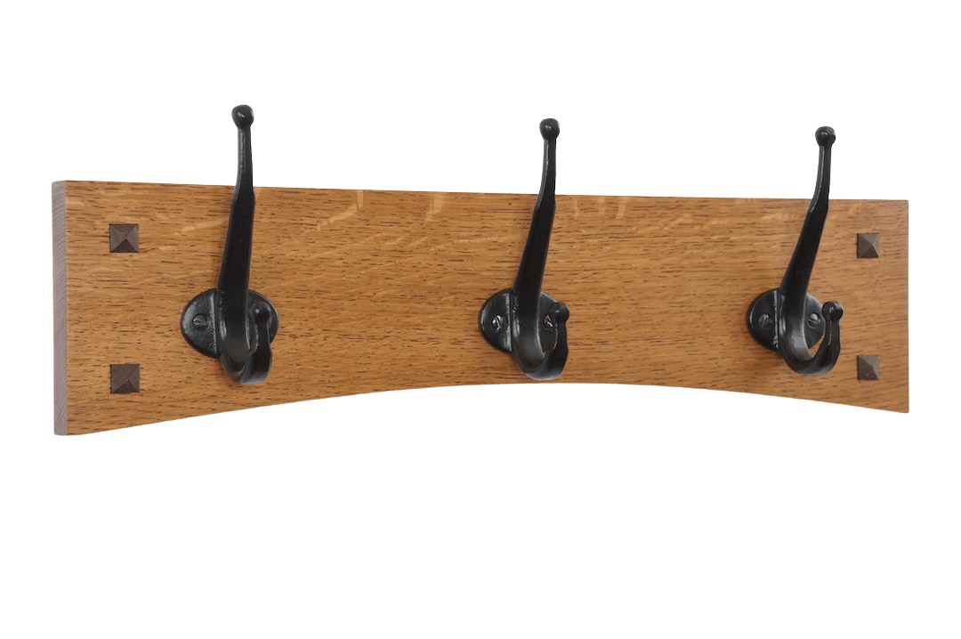 Arched Mission Wall Coat Rack with Vintage Style Cast Iron Hooks 1848