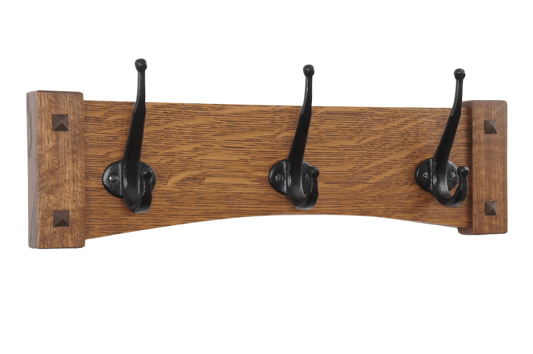 Arched Mission Craftsman Wall Coat Rack with Vintage Style Hooks 1848