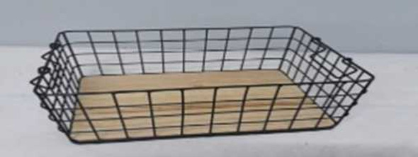 TALL RECTANGULAR METAL WIRE BASKET WITH WOOD BASE SMALL TALL RECTANGULAR METAL WIRE BASKET WITH WOOD BASE SMALL