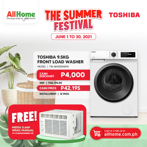 TOSHIBA TWBH105M4PH 9.5 KG Frontload TOSHIBA TWBH105M4PH 9.5 KG Frontload