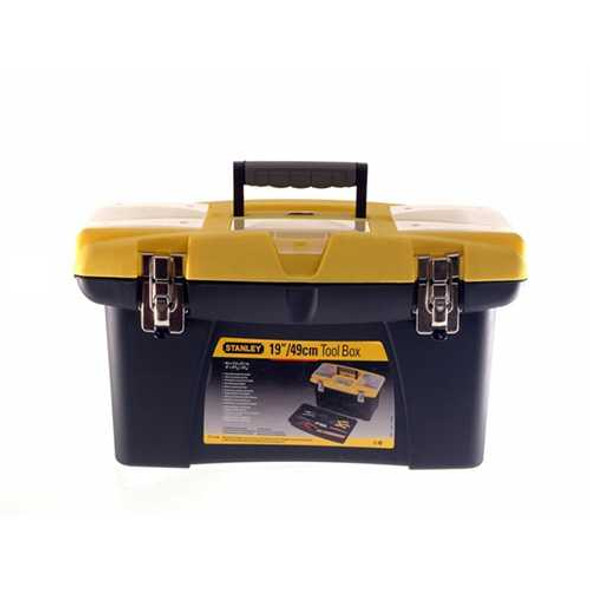 STANLEY TOOL BOX 19" W/ 2 ORGANIZER & BIT HOLDER STANLEY TOOL BOX 19" W/ 2 ORGANIZER & BIT HOLDER