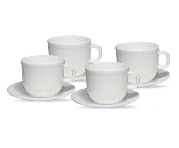 OC-Lyra 8PC Opal Plain Cup and Saucer Set with Gift Box OC-Lyra 8PC Opal Plain Cup and Saucer Set with Gift Box