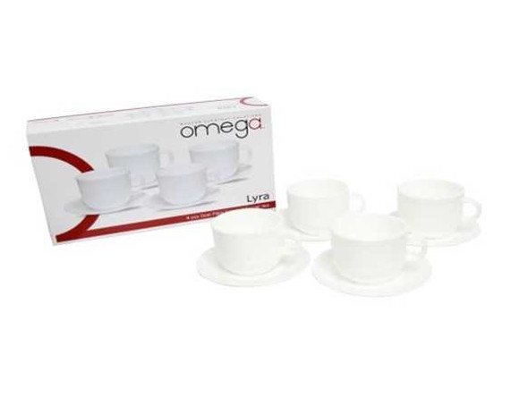 OC-Lyra 8PC Opal Plain Cup and Saucer Set with Gift Box OC-Lyra 8PC Opal Plain Cup and Saucer Set with Gift Box
