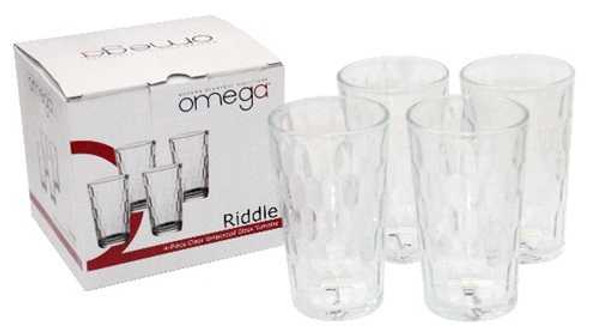 GL-Riddle-12-GB 4pc 12oz Clear Embossed Glass Tumbler with Gift box GL-Riddle-12-GB 4pc 12oz Clear Embossed Glass Tumbler with Gift box