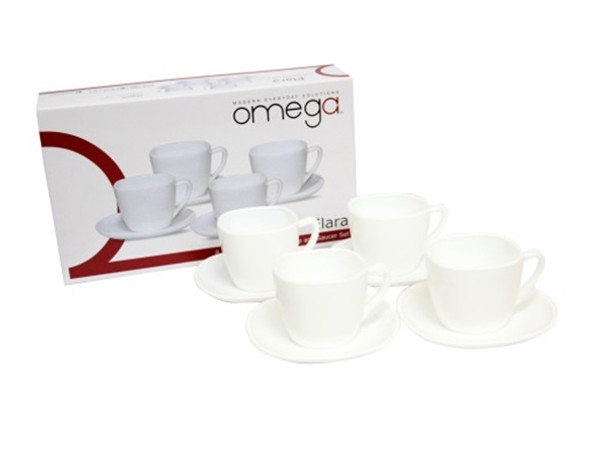 OC-Elara 8PC Opal Plain Cup and Saucer Set with Gift Box OC-Elara 8PC Opal Plain Cup and Saucer Set with Gift Box