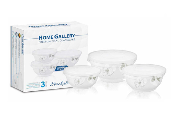 HG-3PSTB/PB 3pc Stackable Bowl Opal Glassware with PP Lid HG-3PSTB/PB 3pc Stackable Bowl Opal Glassware with PP Lid