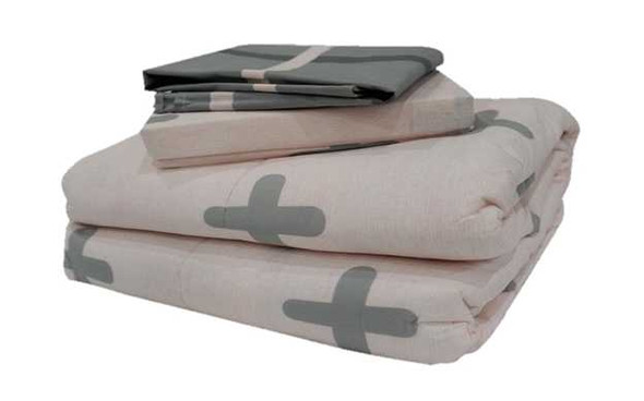 HOMETHREADS Bedsheet 3 Piece Set Full Pink Base Cross HOMETHREADS Bedsheet 3 Piece Set Full Pink Base Cross