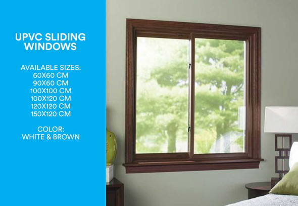 Finestra UPVC Window Sliding Type Brown Finestra UPVC Window Sliding Type Brown