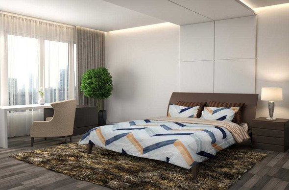 HOMETHREADS Bedsheet 3 Piece Set King Chevron Orange & Blue HOMETHREADS Bedsheet 3 Piece Set King Chevron Orange & Blue