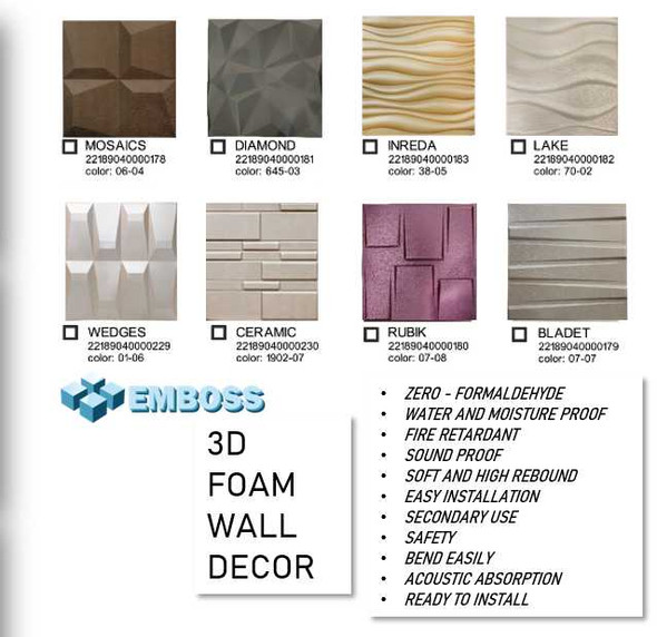 Emboss 3D Foam Wall Décor 60x60cm Emboss 3D Foam Wall Décor 60x60cm