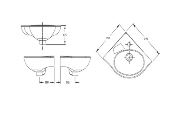 New Codie 350mm Wall-Hung Corner Lavatory New Codie 350mm Wall-Hung Corner Lavatory