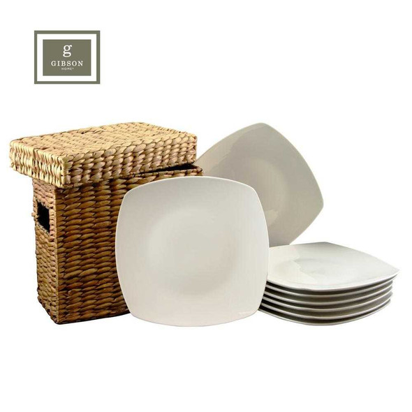 Gibson Zen Buffetware White Square Dessert Plates 8.25in set of 8 Gibson Zen Buffetware White Square Dessert Plates 8.25in set of 8