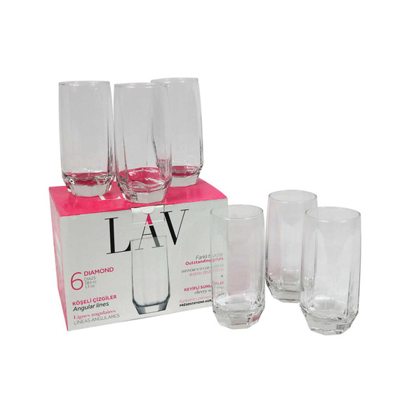 LAV-DIA25F DIAMOND 6PC HI-BALL TUMBLER LAV-DIA25F DIAMOND 6PC HI-BALL TUMBLER