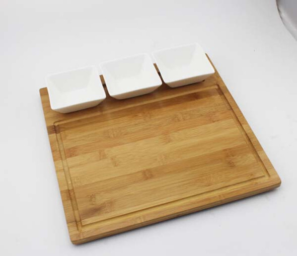 TWS356 4PC Serving Ceramic and Bamboo Serving Set TWS356 4PC Serving Ceramic and Bamboo Serving Set