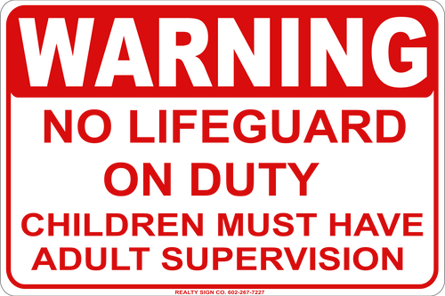 Warning No Lifeguard - 12"x18"