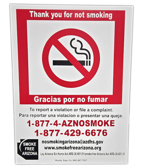 12"X9" - SMOKE FREE AZ