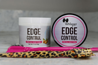 Whisper Whip Moisture & Shine Edge Control Smoother for Dry Hair and Dull Hair, Clear Edge Smoother, Edge Tamer, 5 oz. 
(2 PACK)

Benefits:

Provides a firm hold
Moisturizes and smoothens hair Edges
Leaves a beautiful finished polish to hair styles with an intense shine
Adds texture to short styles
Smooth with a brush or small tooth comb for a sleek finish.
Edge Control provides a long-lasting hold without flaking or build-up.
No Flaking or White Residue
Delivers shine and helps rebuild thinning edges.
Great for natural, color treated or relaxed hair.
Perfect for smoothing edges and ideal for everyday use.
 Directions:  Use on damp or dry hair. Apply desired amount of edge control hairline.   Perfect for braids and twists.  

 