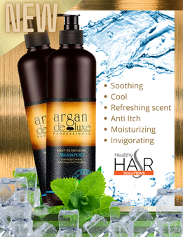 Argan Deluxe Mint Shampoo and Conditioner 2 pack 16 oz each.

Mint formula with a refreshing scent is for straight hair, curly hair, thick hair, thin hair. Gentle enough for fine hair & fierce enough for thick or coarse hair. The anti-inflammatory properties of the mint help soothe the scalp of irritations and stimulates circulation to promote hair growth, and easily breaks down oils for squeaky clean hair. Helps to nourish, rejuvenate & detangle hair as it works deep into every strand. 
Infused Products are Rich in VITAMIN E- a POWERFUL Antioxidant Proven to Leave Soft Silky Shiny Hair, and Oil Serum provides Radiant Youthful and Smooth Skin

Salon professional quality products for outstanding results.
Essential oils penetrate scalp to nourish and cleanse your hair.
A great hair restoration formula all hair types, including color treated hair, safe for daily use, for men and women.
No harsh chemicals, Great conditioning properties, Luxurious aroma to enhance the experience.
 
ARGAN OIL : Argan oil is known for its ability to help hair restore, enhance and grow. The natural moisturizer will help repair, dry, brittle and damaged hair from blow drying, flat ironing and sun exposure
FOR ALL HAIR TYPES : ultra hydrating conditioner is for both men and women, straight or curly hair, blondes or brunettes. This Leave in conditioner is the ultimate experience.
RESTORATIVE FORMULA : Our ingredients help repair hair damage and prevent any effects from heat and excess styling. The hydrating minerals and oils work to hydrate the hair and scalp. Leaving hair feeling soft and refreshed.
DEEP CONDITIONING AND MOISTURIZING : This powerful moisturizer will wash away all of the excess oils and dirt from your hair to get that beautiful shiny hair. This leave in conditioner will leave you with no grease and no residue.

1-16 oz Mint Shampoo

1-16 0z. Nourishing Conditioner