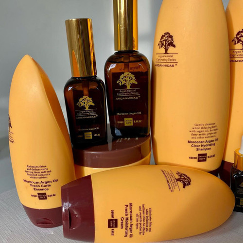 Arganmidas Moroccan Argan Oil Luxury Bundle Includes

Hydrating Shampoo 15 oz.

Hydrating Conditioner 15 oz.

Instant Repair Mask 10 oz.

Fresh Curl Cream 6 oz.

Ultra Hydrating Moisturizing Cream 6 oz.

Real Control Shine Spray 3 oz.

Morrocan Hair and Body Argan Oil 3 oz.