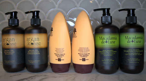 Ultimate Trio Shampoo and Conditioner Gift and Family Pack
Luxury Bundle Package. Let the hair feel the difference. Buy Now and Save.
Macadamia Rejuvenating Shampoo is designed to add moisture and protection to all hair types and is excellent for dry, damaged hair. Freely and Gently cleanses chemically treated, damaged hair Replenishes moisture with no heavy build-up Protects from harsh daily environmental elements Moisturizing Rinse. Macadamia Natural Oil Rejuvenating Shampoo gently cleanses your hair of excess dirt, oil and impurities, while treating your locks to an intensive moisture boost. Say hello to soft and silky hair with Macadamia Natural Oil. (10 oz.)
Macadamia Moisturizing Conditioner is a daily conditioner that gently nourishes, detangles, moisturizes and protects leaving hair soft, manageable and ready to style. Gently detangles Nourishes and protects Leaves hair soft and manageable Provides UV protection Reduces static Especially beneficial for dry and damaged hair. The perfect daily conditioner, it's specially formulated to nourish, de-tangle and soften your locks, leaving your hair manageable and with smooth and sleek texture. Particularly ideal for dry, damaged or colour treated hair, it works to intensely hydrate your hair and improve moisture levels. Infused with Macadamia's unique signature scent, it will leave your locks wonderfully fragranced, as well as making them easier to control and style. (10 oz.)
Arganmidas Moroccan Argan oil Shampoo Gently cleanses the hair fiber, provides softness and detangles. Hair is nourished with Vitamin E, Omega 3 and Omega 9, and looks healthy and shiny from roots to ends. Nourishing Shampoo is designed to all hair types and is excellent for dry, damaged hair. Gently cleanses chemically treated hair. (8 oz.)
Arganmidas Moroccan Argan Oil hydrating Conditioner Repairs weak, dry and damaged hair.
Rebuild and revitalize your hair, whether it is perfectly healthy or suffering from heat or color damage. Leaves your hair with a wonderful feel of silky and lustrous shine. Completely hydrated and full of elasticity. (8 oz.)
Argan Deluxe Nourishing Shampoo Cleans and Nourishes This argan oil shampoo gently cleanses the hair fiber, provides softness and detangles. Hair is nourished with Vitamin E, Omega 3 and Omega 9, and looks healthy and shiny from roots to ends. Directions: Distribute the argan shampoo evenly through wet hair. Massage gently to lather. Rinse with warm water. Repeat if necessary. (10 oz.)
Argan Deluxe Nourishing Conditioner Nourishes and Protects This argan oil conditioner provides instant nourishment, delivers shine, softness and suppleness to the hair. Fiber is protected against dryness and environmental damage. Directions: Distribute the argan oil conditioner evenly throughout shampooed and towel dried hair. Leave on for 2-3 minutes. Rinse thoroughly. (10 oz.)
Ultimate Trio Shampoo and Conditioner Gift and Family Pack
Luxury Bundle Package. Let the hair feel the difference. Buy Now and Save.
Macadamia Rejuvenating Shampoo is designed to add moisture and protection to all hair types and is excellent for dry, damaged hair. Freely and Gently cleanses chemically treated, damaged hair Replenishes moisture with no heavy build-up Protects from harsh daily environmental elements Moisturizing Rinse. Macadamia Natural Oil Rejuvenating Shampoo gently cleanses your hair of excess dirt, oil and impurities, while treating your locks to an intensive moisture boost. Say hello to soft and silky hair with Macadamia Natural Oil. (10 oz.)
Macadamia Moisturizing Conditioner is a daily conditioner that gently nourishes, detangles, moisturizes and protects leaving hair soft, manageable and ready to style. Gently detangles Nourishes and protects Leaves hair soft and manageable Provides UV protection Reduces static Especially beneficial for dry and damaged hair. The perfect daily conditioner, it's specially formulated to nourish, de-tangle and soften your locks, leaving your hair manageable and with smooth and sleek texture. Particularly ideal for dry, damaged or colour treated hair, it works to intensely hydrate your hair and improve moisture levels. Infused with Macadamia's unique signature scent, it will leave your locks wonderfully fragranced, as well as making them easier to control and style. (10 oz.)
Arganmidas Moroccan Argan oil Shampoo Gently cleanses the hair fiber, provides softness and detangles. Hair is nourished with Vitamin E, Omega 3 and Omega 9, and looks healthy and shiny from roots to ends. Nourishing Shampoo is designed to all hair types and is excellent for dry, damaged hair. Gently cleanses chemically treated hair. (8 oz.)
Arganmidas Moroccan Argan Oil hydrating Conditioner Repairs weak, dry and damaged hair.
Rebuild and revitalize your hair, whether it is perfectly healthy or suffering from heat or color damage. Leaves your hair with a wonderful feel of silky and lustrous shine. Completely hydrated and full of elasticity. (8 oz.)
Argan Deluxe Nourishing Shampoo Cleans and Nourishes This argan oil shampoo gently cleanses the hair fiber, provides softness and detangles. Hair is nourished with Vitamin E, Omega 3 and Omega 9, and looks healthy and shiny from roots to ends. Directions: Distribute the argan shampoo evenly through wet hair. Massage gently to lather. Rinse with warm water. Repeat if necessary. (10 oz.)
Argan Deluxe Nourishing Conditioner Nourishes and Protects This argan oil conditioner provides instant nourishment, delivers shine, softness and suppleness to the hair. Fiber is protected against dryness and environmental damage. Directions: Distribute the argan oil conditioner evenly throughout shampooed and towel dried hair. Leave on for 2-3 minutes. Rinse thoroughly. (10 oz.)