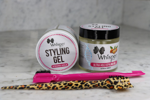 Whisper Whip Ultra Hold Styling Gel-LIGHT DEFINING MOLDING HAIR GEL 6 oz.9 (2PACK)

If you want a non-drying gel that will give you curl control, added moisture and long-lasting, frizz-free definition without the crunch, your search is over! The Whisper Whip Gel is formulated to hydrate your curls while providing a soft hold all day long. This control styling gel can be used on wavy, curly, or super curly hair.  Perfect for molding.

Benefits:

Provides Extra Hold, For all Hair Types, Styling Gel Also Great for Braiding, Twisting and Smooth Edges
Extra Hold formula has micro-emulsion technology for great extra hold, shine and conditioning with up to 3X less breakage and no wax, no flaking and no drying alcohol.
This hair gel provides a flake-free conditioning strong hold; It conditions and shines and is great for styling, braiding, smooth edges and twisting, taming frizz.
Shiny, sleek styles that last
No Alcohol
No Silicones
Directions: Use on damp or dry hair. Apply a small amount of gel to hair roots or hairline. Braid, twist, and style as desired. Air dry or sit under a hooded dryer to set style.