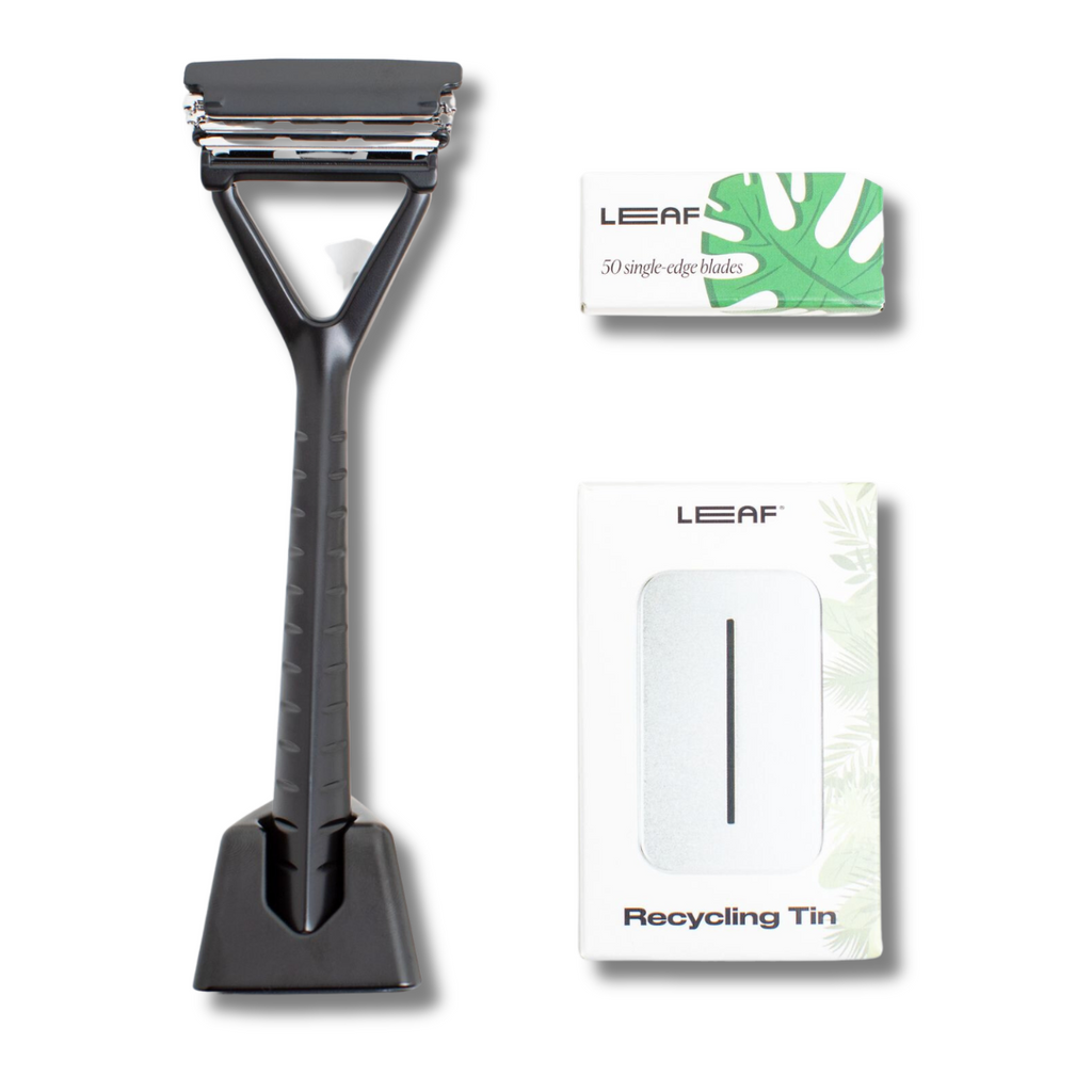 Leaf Razor Kit - Black | Agent Shave | Wet Shaving Supplies Uk