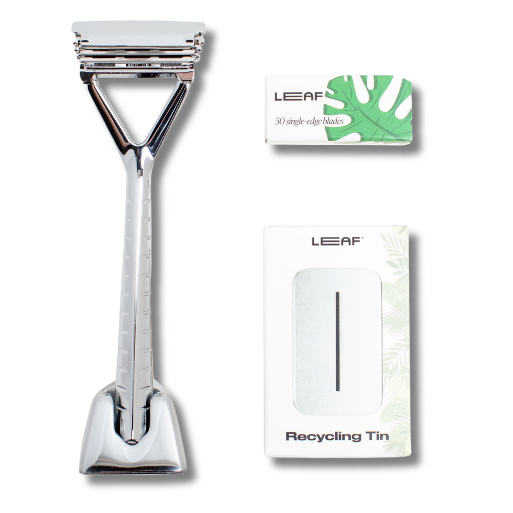 Leaf Razor Kit - Chrome | Agent Shave | Wet Shaving Supplies Uk