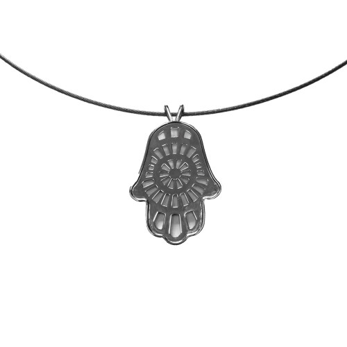 Sterling Silver Hamsa with Central Radial Pattern