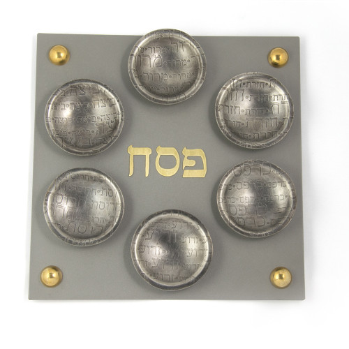 Joy Stember Square Passover Seder Plate with Magnetic Cups