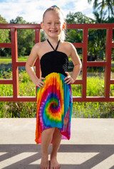 wholesale Katie kids halter neck, rainbow tie dye colorful summer dress for kids ages 2 to 8