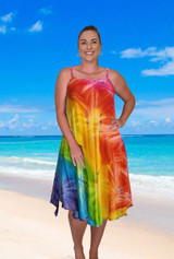 Lisa ladies summer dress,  starburst , shoulder straps, Rainbow