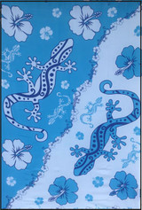 Tropical life Turquoise Fringed Sarong, gecko frangipani, buy wholesale from Australia