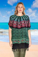 Mandala Ladies fringe top Black green Cool comfortable ladies summer clothing top, wholesale