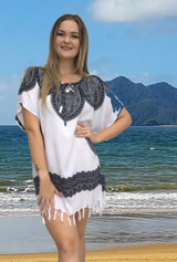 Padma ladies fringe top, white black