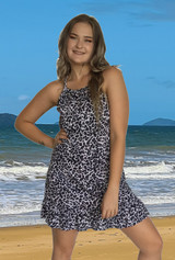 Jamie T back ladies Summer Dress from cool comfortable material colours White Leopard