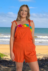 ladies short overalls, summer playsuit , jumpsuit rust