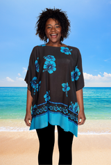Kaftan hibiscus turquoise