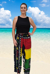 Print #3 Womens Rasta Reggae elastic waist pants  for fans of Bob Marley music and  Jamaican culture. From Wholesale distributor in Cairns Australia
