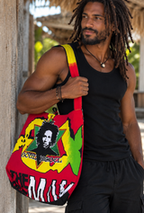 Reggae Rasta shoulder bag for fans of Jamaican culture, Bob Marley and Reggae music festivals. Buy wholesale from Australia  E