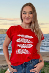 Tori Ladies top Feather Red