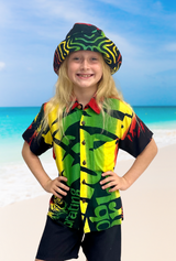 Shirt Print #6 Kallum Kids Reggae Rasta shirt, Great Summer Shirt for Children. Light and Breathable Rayon Fabric. Buy wholesale from Australia. For Fans of Jamaican legend Bob Marley and reggae music festivals