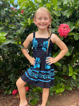 Emma  Kids Shirring Dress Hibiscus SB5011