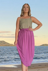 Selena Skirt Plain Rose  light cool summer skirts in Rayon fabric. Shop in Australia