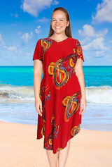 Vivi summer dress swirl roses Red