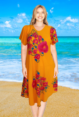 Vivi ladies short sleeve summer dress color poppy orange